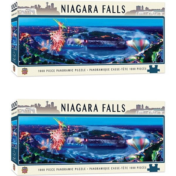 2x 1000pc Masterpieces Puzzle City Panoramic Niagara Falls Jigsaw Play 33x99cm