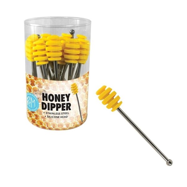 Appetito Silicone Honey Dipper with Stainless Steel Handle