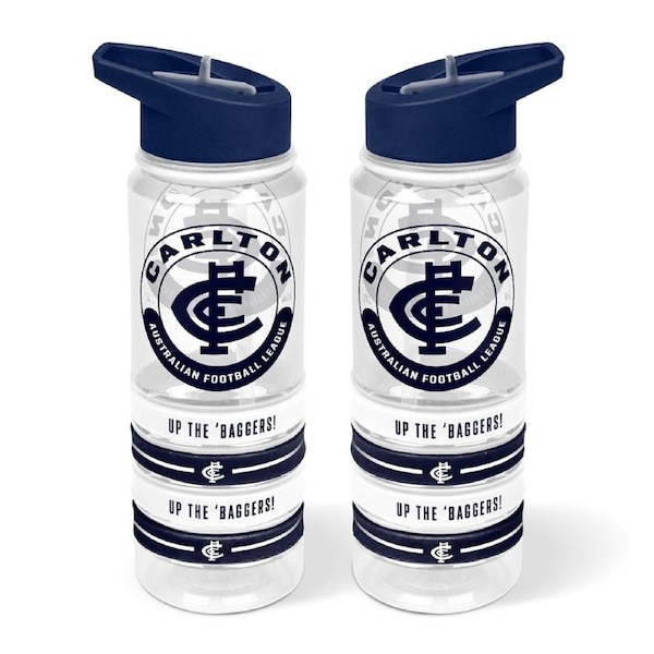 Carlton Blues AFL 2025 Design Tritan Drink Water Bottle with Wrist Bands