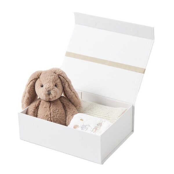 Jiggle & Giggle Cotton/Poly Bunny Hamper Set Infant/Baby Shower Gift Taupe