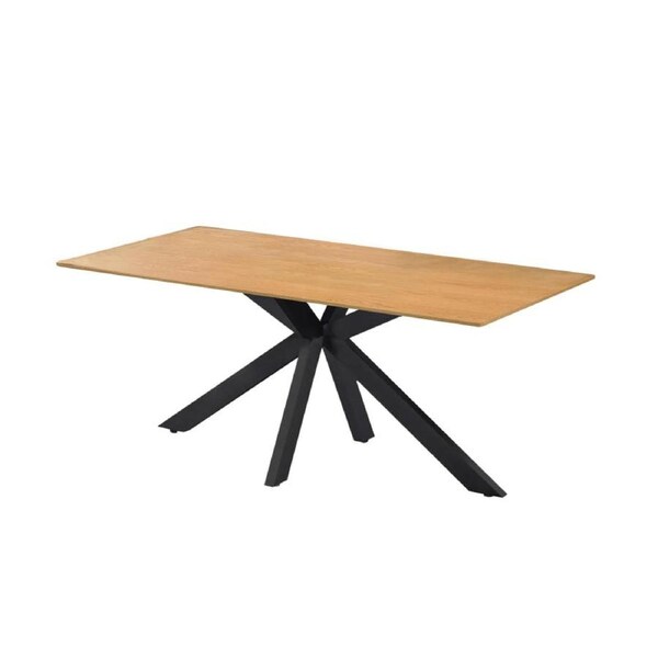 HomeStar Easton Wooden Rectangular Kitchen Dining Table 180cm Metal Legs Natural/Black