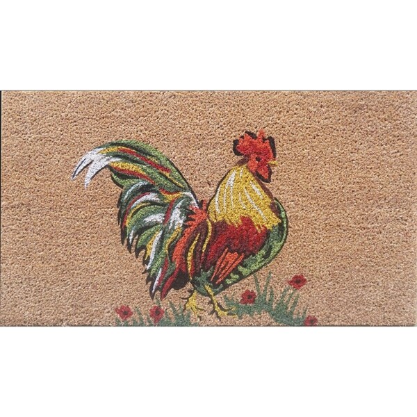 Solemate PVC-Coir Nat Rooster 45x75cm Outdoor Doormat Non-Slip Durable
