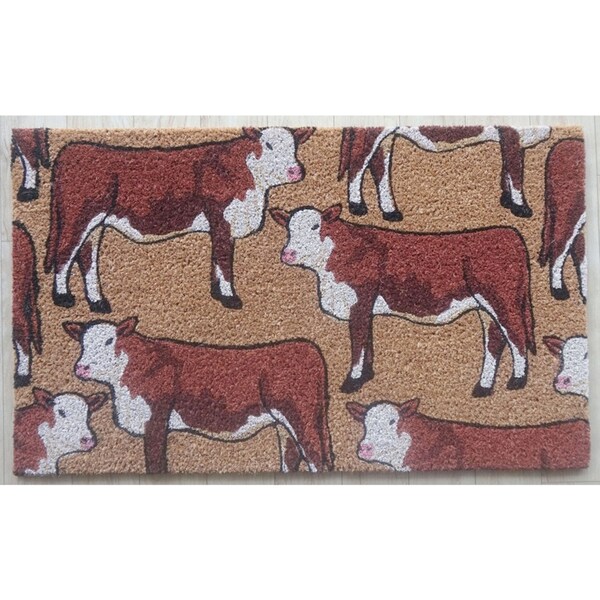 Solemate PVC-Coir Cow 45x75cm Outdoor Doormat Non-Slip Home/Patio Decor