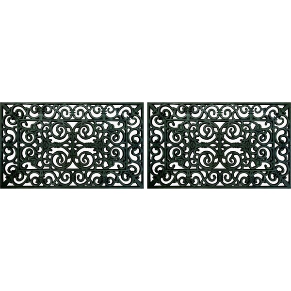 2x Solemate Rubber Filigree 45x70cm Outdoor Doormat Non-Slip Home/Patio Black