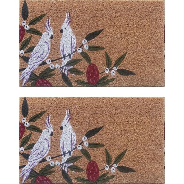 2x Solemate PVC-Coir Cockatoo Bush 45x75cm Outdoor Doormat Non-Slip Durable