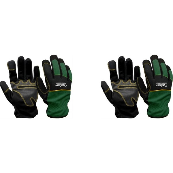 2x Cyclone Power Garden Synthetic Palm Leather Heavy-Duty Non-Slip Gloves Large