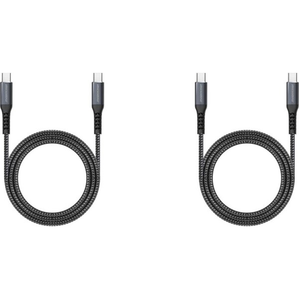 2x Rockrose Powerline CC1 3A 60W 1M USB-C to USB-C Fast Charge/Data Sync Cable