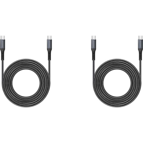 2x Rockrose Powerline CC2 3A 60W 2M USB-C to USB-C Fast Charge/Data Sync Cable