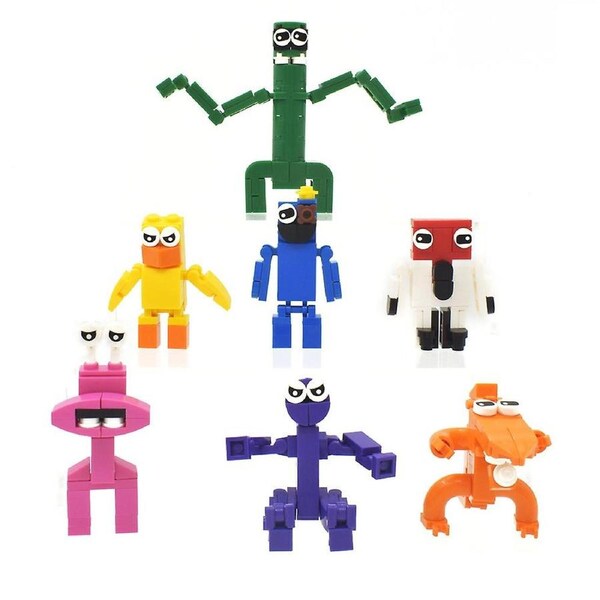 7Pcs/set Roblox Rainbow Friends Minifigures Funny Assembled Building Block Action Figures Toy Kids Gift