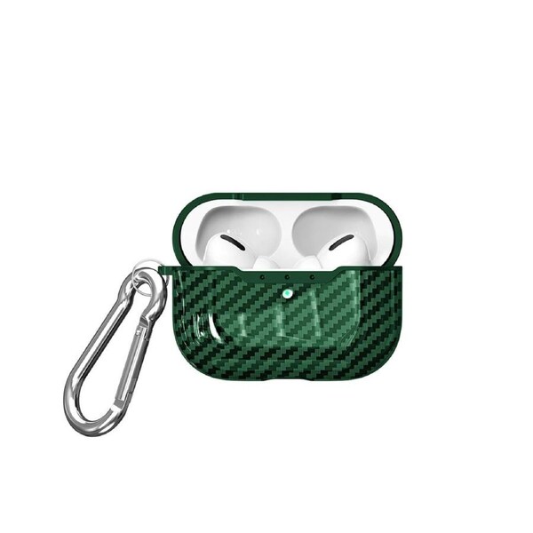 Stylish Carbon Fiber Shockproof Earphone Case Protective Cover for Air-Pods Pro-Green