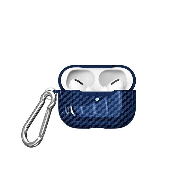 Stylish Carbon Fiber Shockproof Earphone Case Protective Cover for Air-Pods Pro-Blue