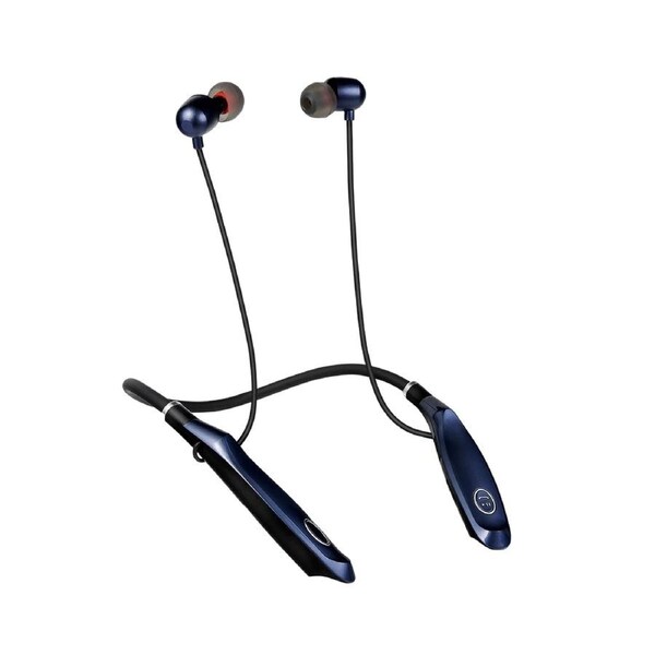 Wireless Earbud HiFi Intelligent Noise Reduction IPX5 Waterproof Bluetooth-compatible5.0 Neckband Stereo Sports Earphone for iPhone-Blue