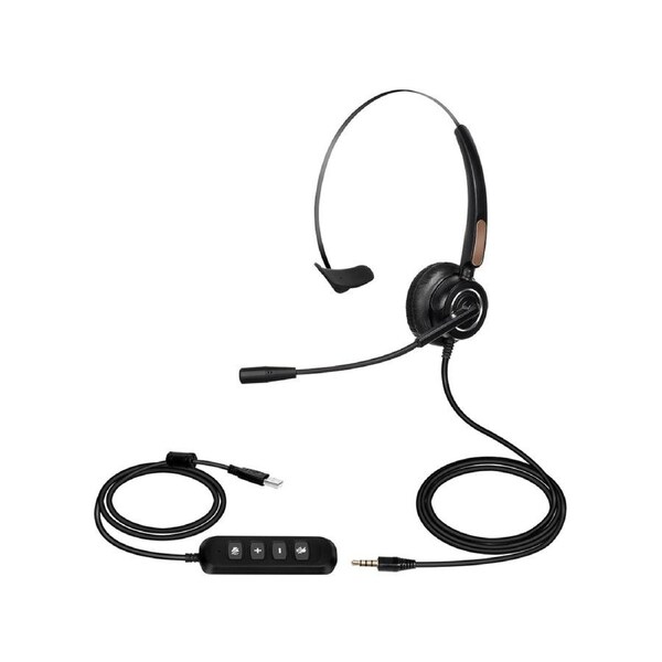 U900 H510 Telephone Headset High Fidelity Noise Reduction Breathable 3.5mm RJ9 MIC Long Cable Call Center Headphone for Telemarketing-Black 3.5mm Plug