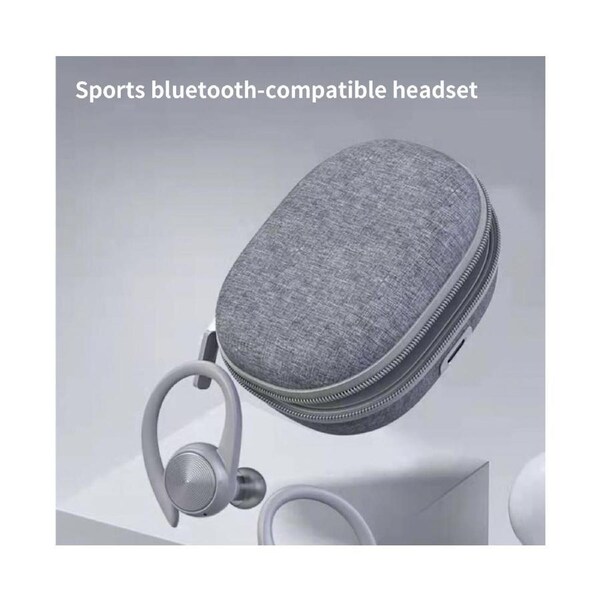 J92 Wireless Earphone HiFi Intelligent Noise Cancelling LED Digital Display Bluetooth-compatible5.0 Stereo Ear Hook Earbud for iPhone for Android-Grey