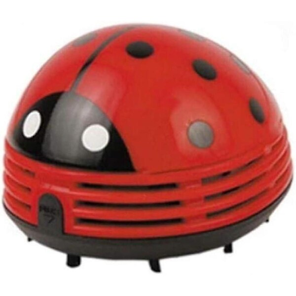 Best selling in 2024 Mini Portable Handheld Cordless Tabletop Crumb Sweeper Desktop Dust Vacuum Cleaner Ladybug Dust Sweeper(Red)