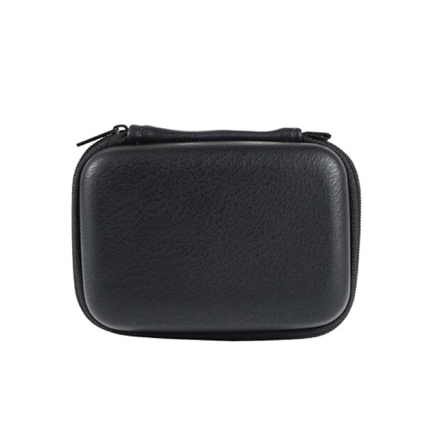 Portable USB Data Cable Organizer Leather Earphone Storage Bag Headphone for Case Cover Protector Mini Zipper Hard Pouch - Black