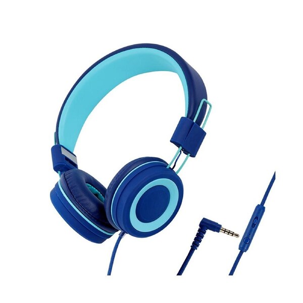 Headsets with Soft Earmuffs Powerful and Realistic Sound Anti-electroic Interference Microphone Clearly Indentify - Royal blue with packaging