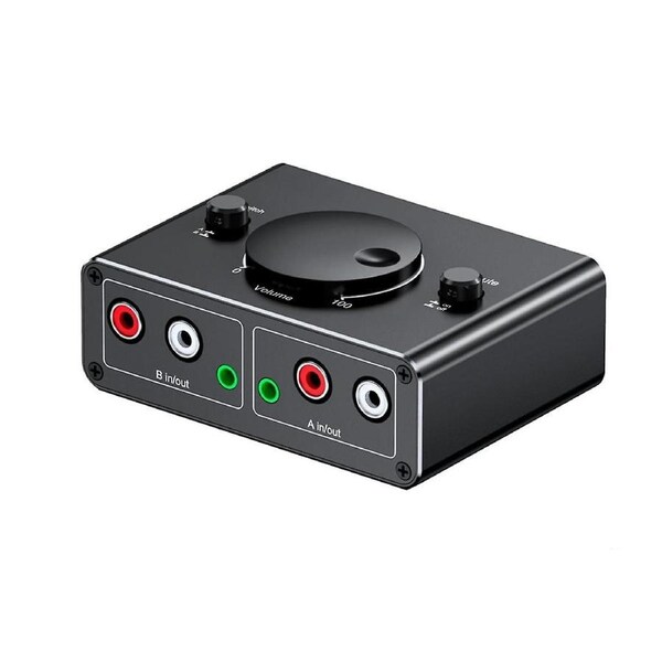 3.5mm Stereo Bi-Directional Audio Switcher 1 in 2 Out or 2 in 1 Out 3.5mm Audio Switcher with Mute Button