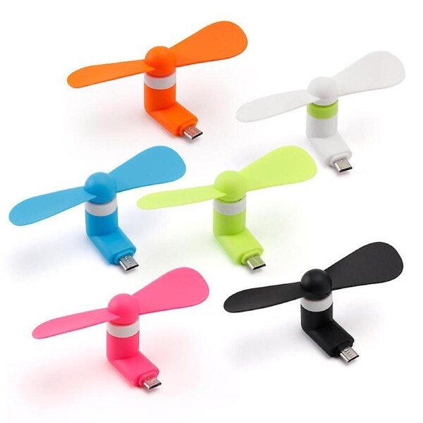 Mini Phone Fan - Colorful and Powerful 2 in 1 Fan Compatible with iPhone, iPad, Android Smartphone, Tablet - Mobile Phone Summer Accessories - (6 Pac