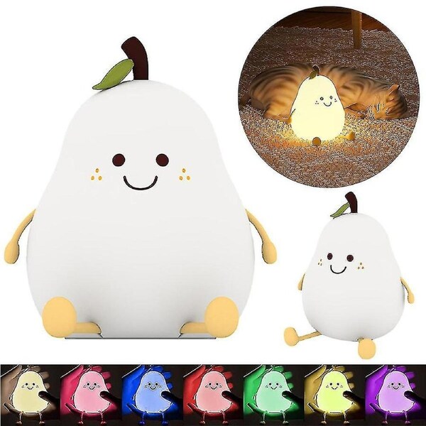 Cute Silicone Pear Shape Nursery Squishy Sleep Lamp 7 Colors Changing Rechargeable Night Light