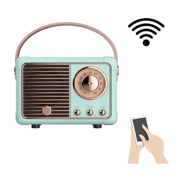 Retro Style Bluetooth Speaker, Classic old style radio design, Pale Blue