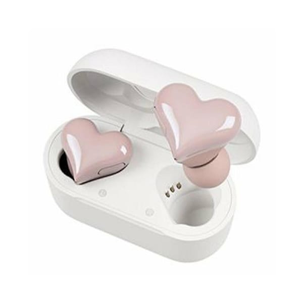 Wireless Bluetooth Heart Style Earphones - Pink