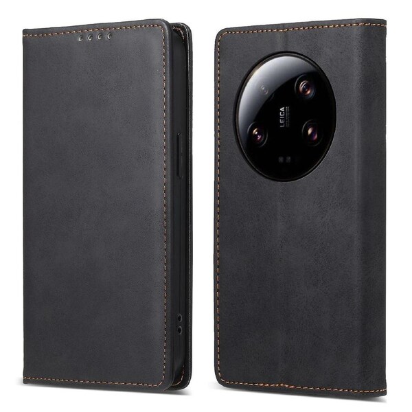 DF-05 RFID Blocking Phone Case For Xiaomi 13 Ultra ,Wallet PU Leather Coated Matte TPU Stand Cover
