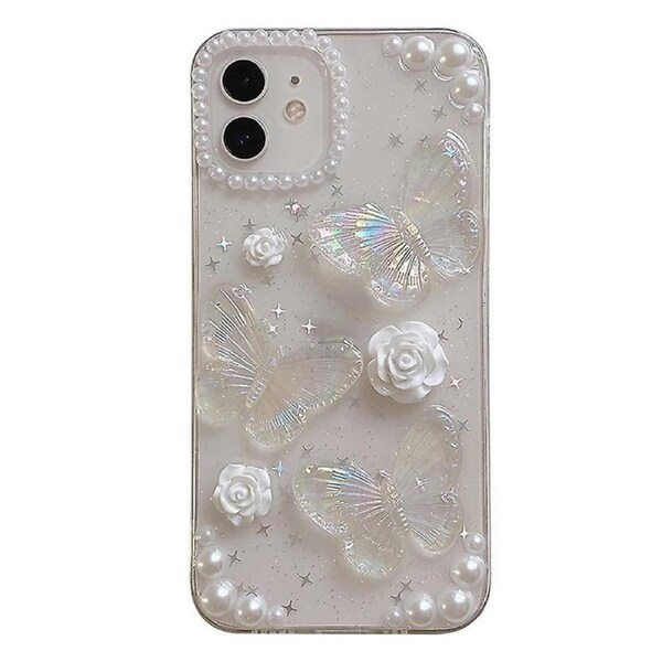 For iPhone 13 Retro Epoxy TPU Phone Cover Pearl Bead Decoration Mobile Phone Case