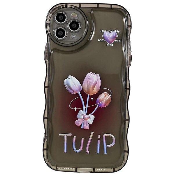 For iPhone 11 Pro Max 6.5 inch Wave-shaped Edge Case Anti-wear Well-protected Phone Cover/Tulip