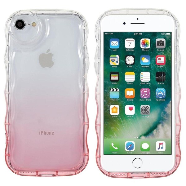 For iPhone 7/8 4.7 inch/SE (2020)/SE (2022) Glossy Wave-shaped Edge Gradient Shell Phone Case