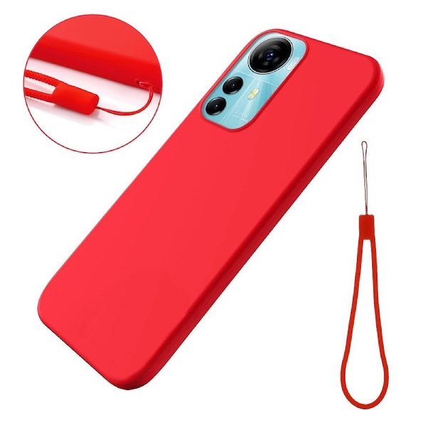 For ZTE Blade V41 Smart Soft Lining Liquid Silicone Phone Cover Drop Protection Case with Strap