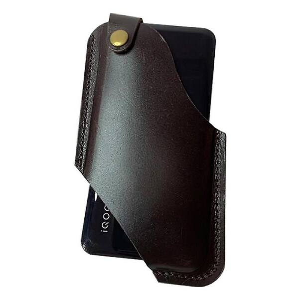For Men'S First-Layer Cowhide Mobile Phone Case and Waist Bag Large Brown Color