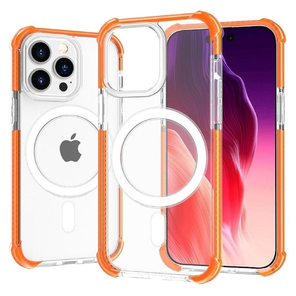 For iPhone 15 Pro Clear Acrylic+TPU Phone Case Four Corners Anti-drop Cover Compatible with MagSafe