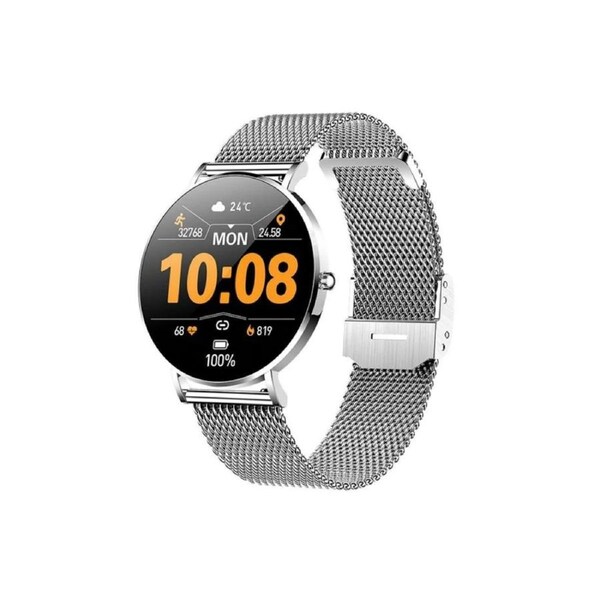 New Ultra Thin Sports Smart Watch Women 360*360 HD Full Touch Dial Long Bright Fitness Tracker Waterproof Smartwatch Men - Mesh belt silver