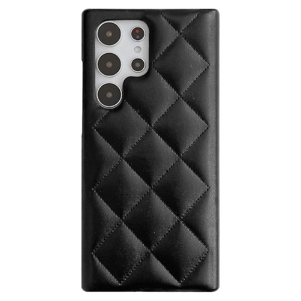 For Samsung Galaxy S24 Ultra Case Stitching Rhombus Phone Protective Cover - Black