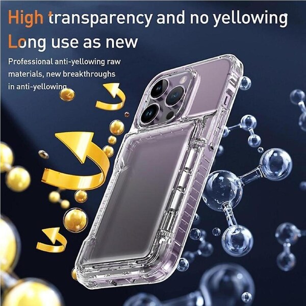 For iPhone 15 Pro Kickstand Card Holder Clear PC+TPU Phone Cover Dustproof Mobile Phone Case-Transparent