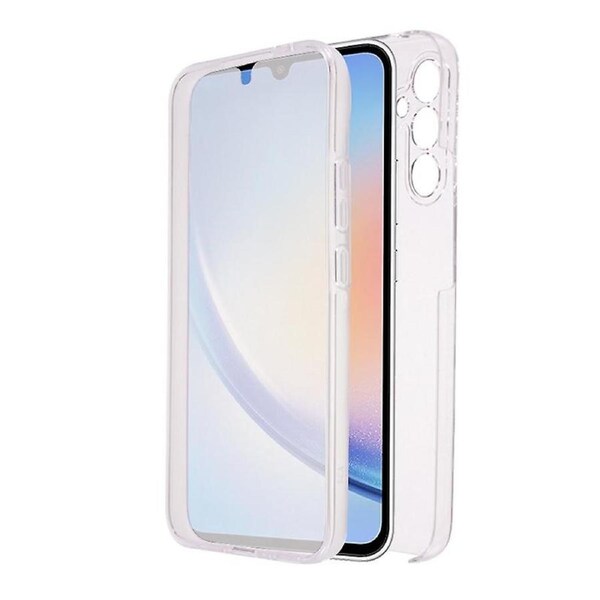 For Samsung Galaxy A34 5G Frame+Acrylic Back+PET Front Cover Clear Phone Case Full Protection Cover