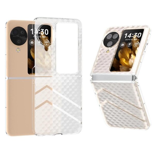 For Oppo Find N3 Flip 5G PC Case Sea Sand Texture Transparent Folding Phone Cover