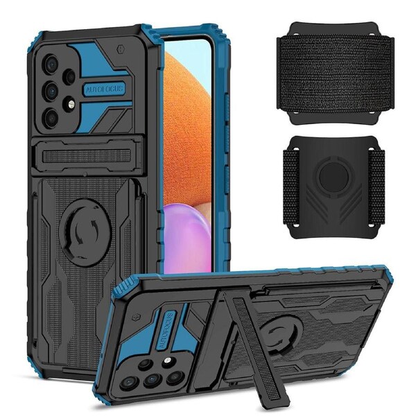 For Samsung Galaxy A32 4G Case,Rugged Dual Layer Stand Case With Wristband Cover For Samsung Galaxy A32 4G