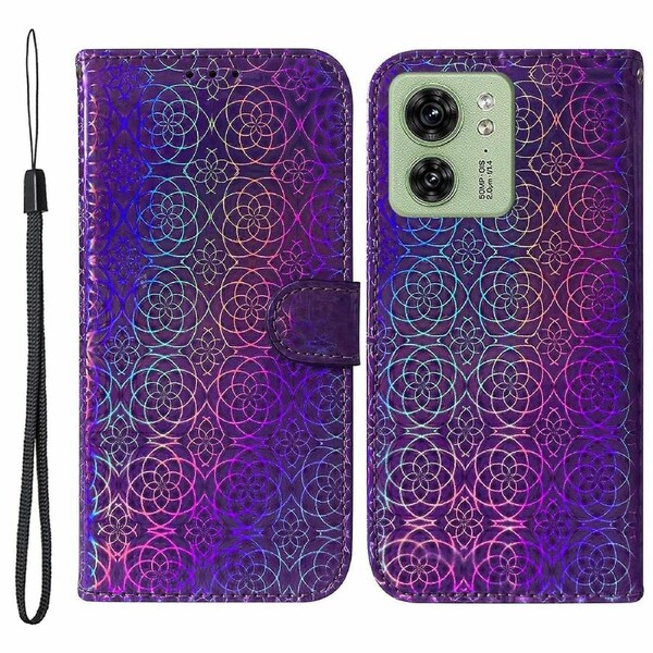 For Motorola Edge 40 5G Leather Phone Case Wallet Stand Cover with Dazzling Flower Pattern