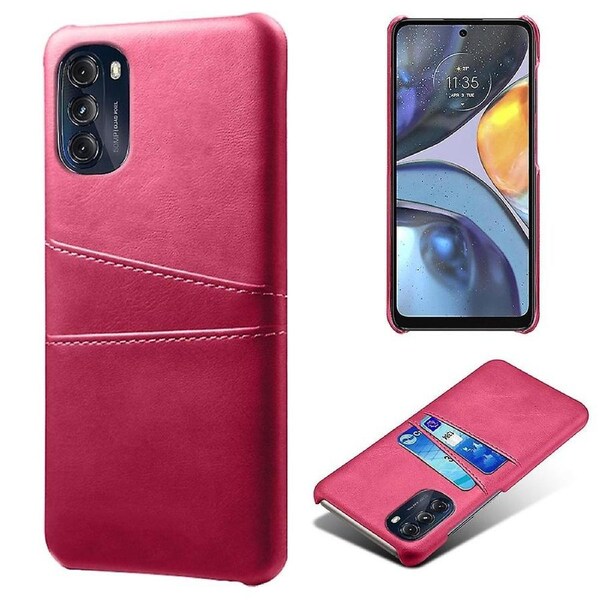 For Motorola Moto G (2022) Wear-resistant Slim Card Slots Back Case PU Coated Hard PC Cover Shell