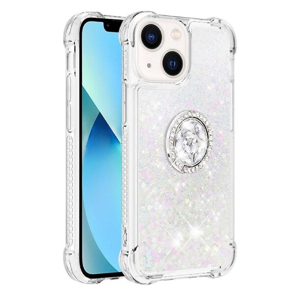 YB Quicksand Series-7 for iPhone 15 Glitter Sparkle Shockproof Cover Ring Kickstand TPU Phone Case