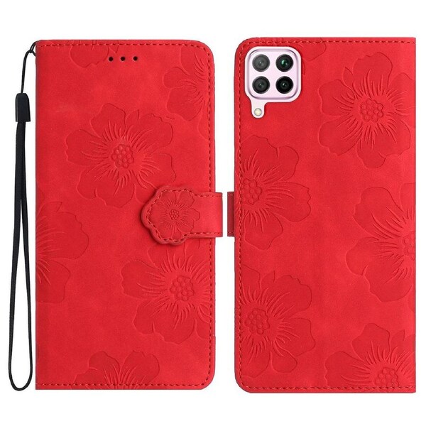 For Huawei P40 lite 4G Flowers Imprinted PU Leather Stand Case Wallet Anti-drop Phone Cover