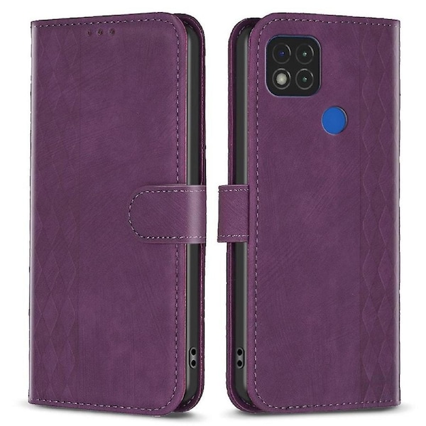 Stand Shell for Xiaomi Poco C31mi 9C/9C NFC/10A Phone Wallet Case Grid Pattern Imprinting Cover