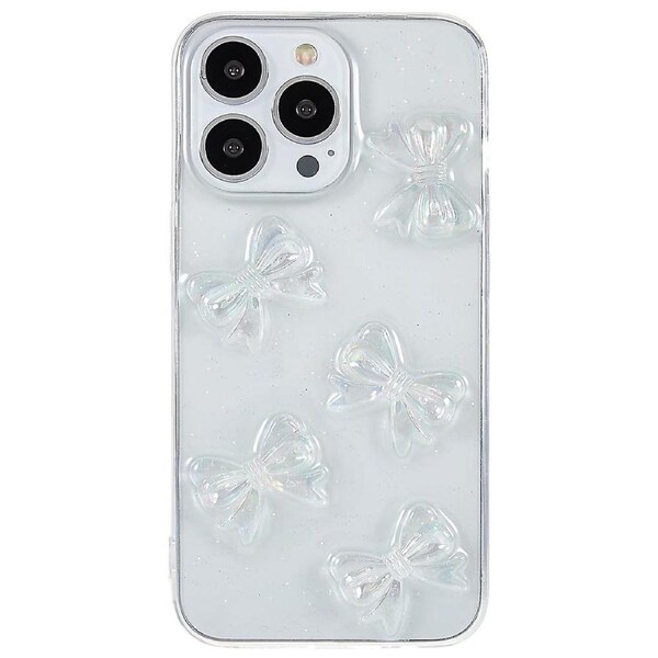 For iPhone 15 Pro Max Bowknot Design Back Cover Anti-drop Clear Epoxy TPU Phone Case
