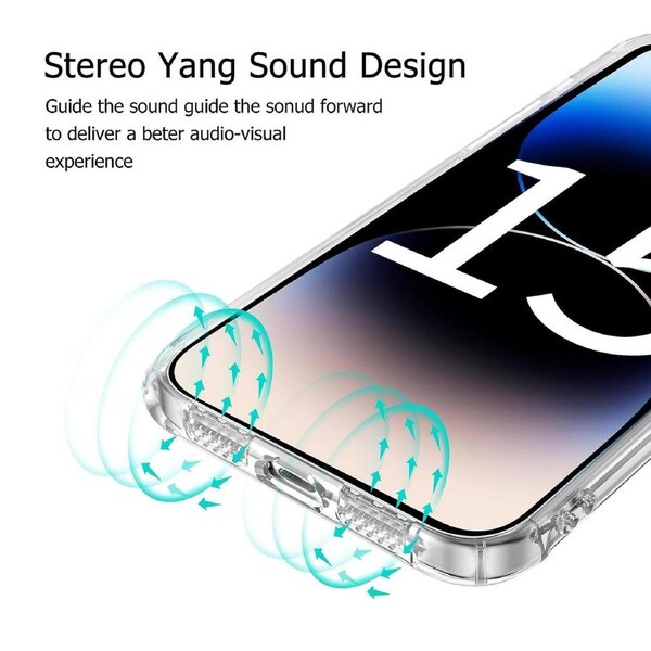 LEEU DESIGN For iPhone 15 Pro Max Acrylic + TPU Phone Case with 6D Sound Hole Drop Proof Cover