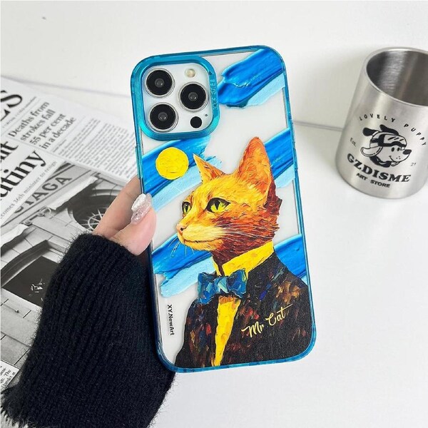 For iPhone 14 Pro Oil Painting PC+TPU Phone Case Anti-fall Protection Back Cover
