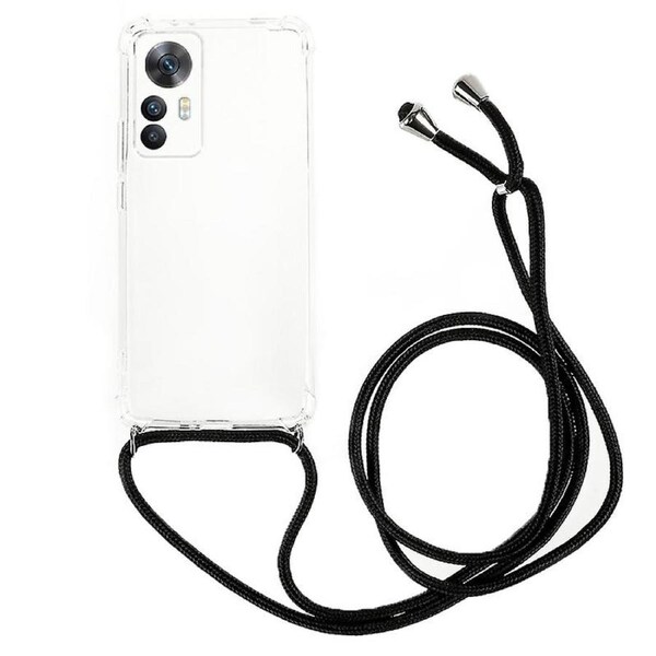 For Xiaomi Redmi K50 Ultra/12T 5G Soft TPU Phone Case Reinforced Corners Cushion Cover with Lanyard