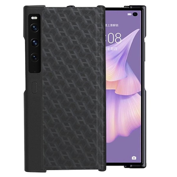 For Huawei Mate Xs 2 PU Leather Coated Hard PC Phone Case H Textured Scratch Resistant KickCover