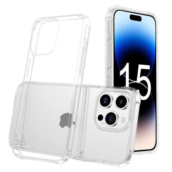 LEEU DESIGN For iPhone 15 Pro Max Shock-absorbing TPU Case 3D Stereo Sound Transparent Phone Cover